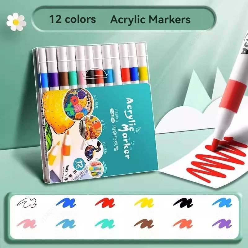 12-80 Colores Set Acrylic Paint Art Marker Pen Rock Painting