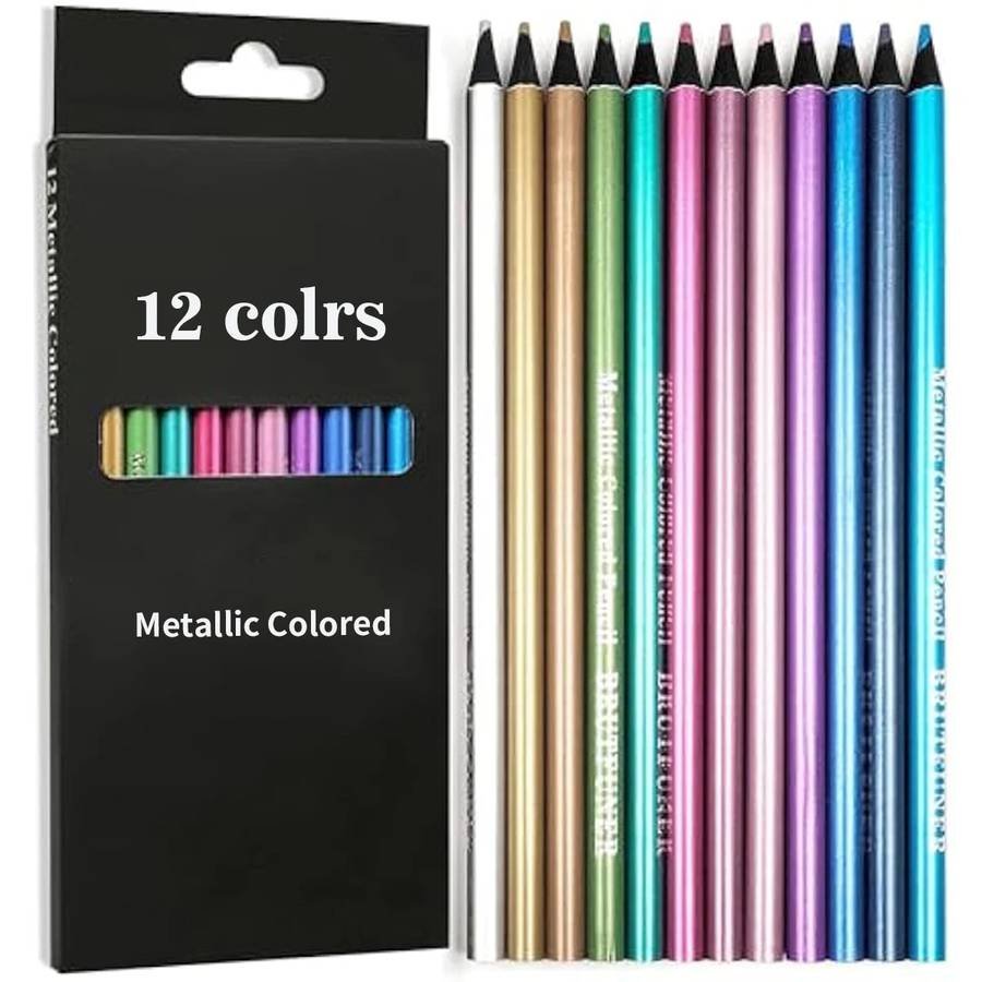 12 Colors Metallic Colored Pencil Drawing and Sketching Set