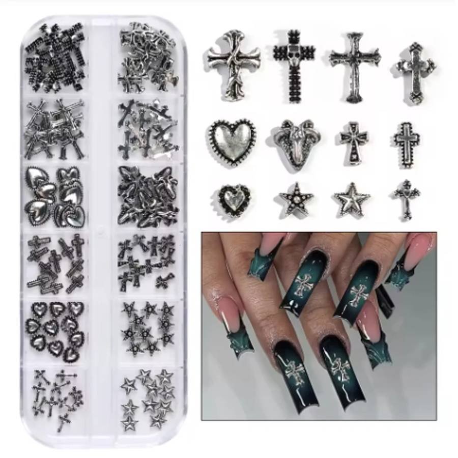 120 pcs / 1 box European American dark vintage style cross n