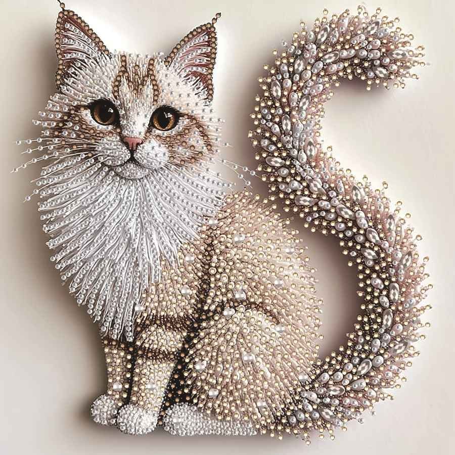5D Diamond Painting Kit | Fluffy Kitten Theme, Handcrafted,